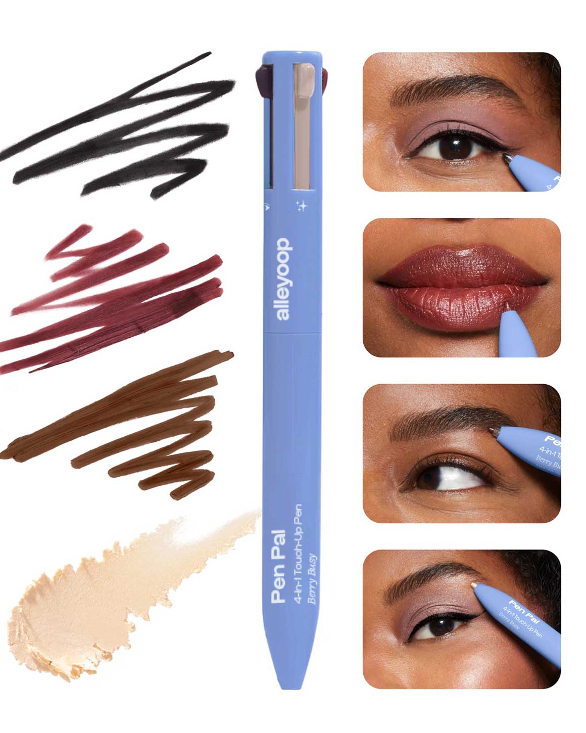 Alleyoop - Pen Pal 4-in-1 Eye, Brow, Lip & Highlight Pen - Berry Busy