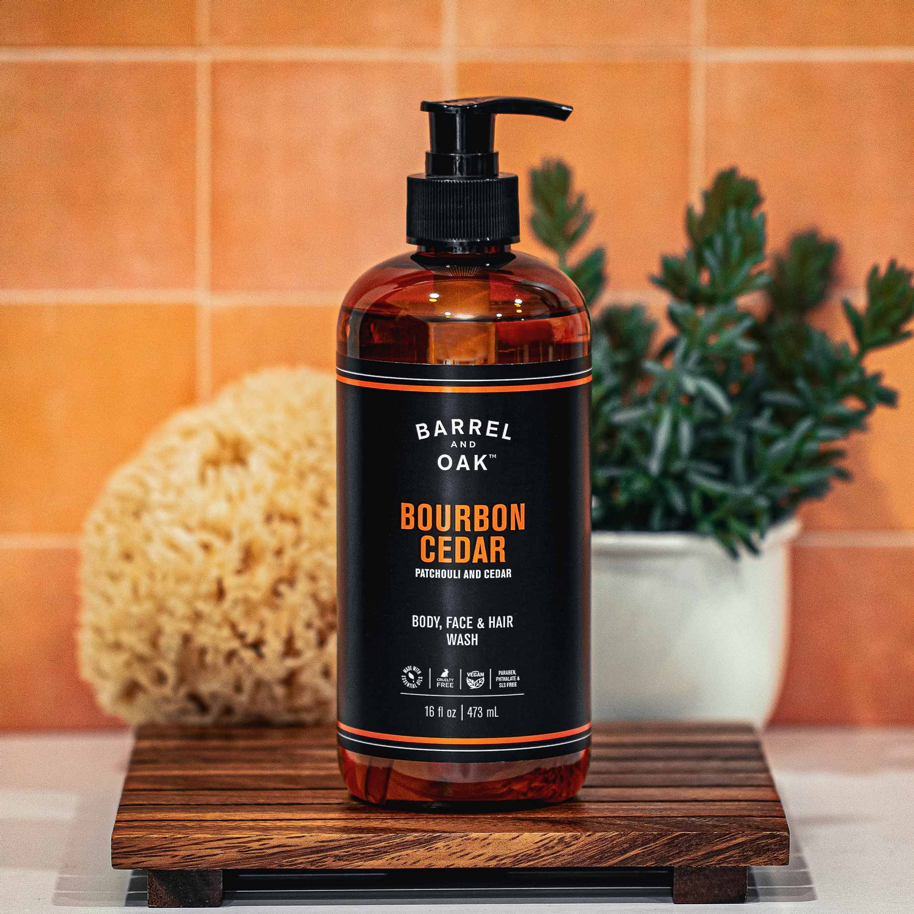 Barrel &amp; Oak - Jabón todo en uno para cabello, rostro y cuerpo de cedro Bourbon