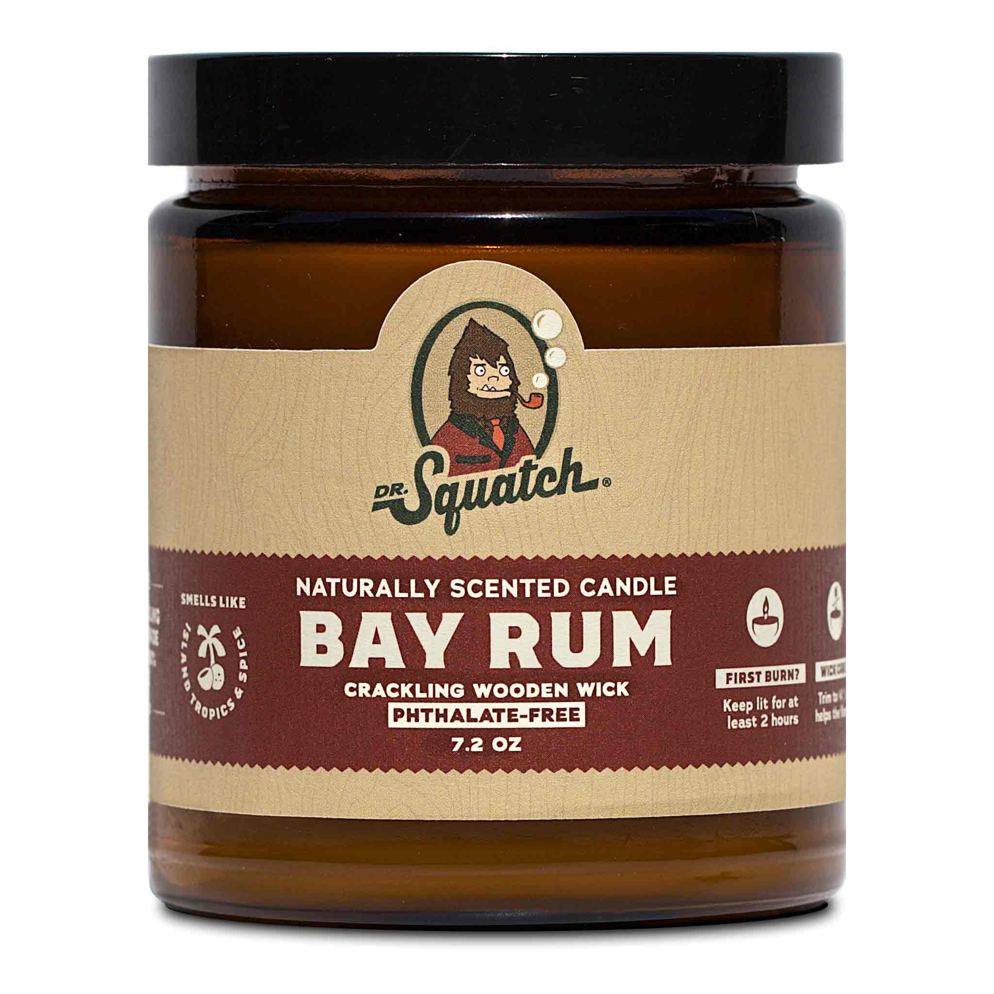 New Dr. Squatch bay Rum Premium Candle With Bay Rum Soap Bar, Dr Squatch  Sticker and Burlap Bag 